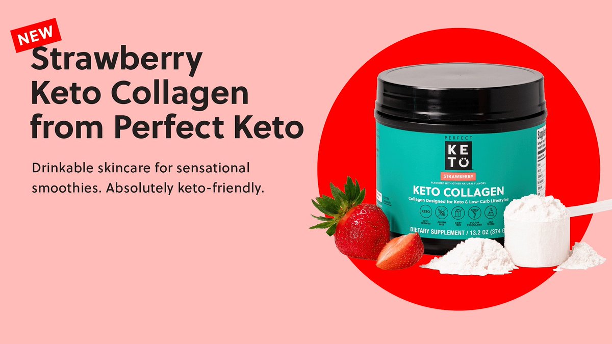 🍓NEW Strawberry Keto Collagen 🍓
But with no sugar added, a whopping 10g of grass-fed collagen, and only 3g net carbs, this treat is entirely keto-friendly. 
bit.ly/3p7y3pz #keto