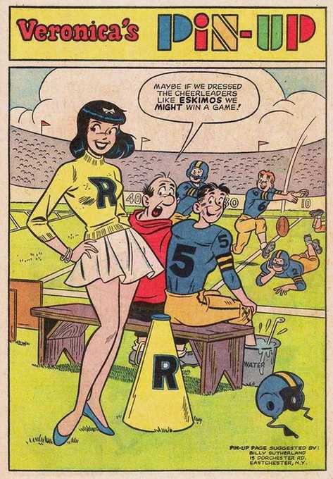 i love that the Betty and Veronica pinups are them posing attractively while the Archie pinup is him struggling with his finances, totally the peak of masculinity, that's what the people want 