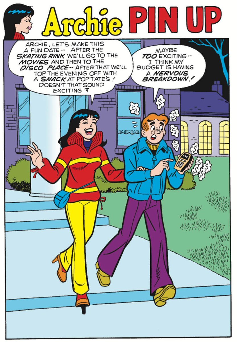 i love that the Betty and Veronica pinups are them posing attractively while the Archie pinup is him struggling with his finances, totally the peak of masculinity, that's what the people want 