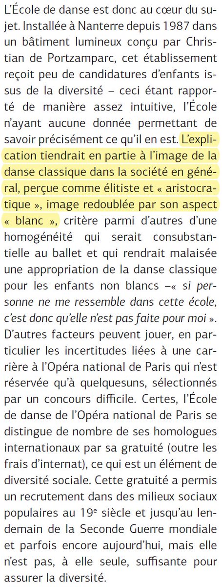 Ça, c'était pour le corpus de ce que présente l'Opéra de Paris.Le rapport constate aussi un manque de diversité dans le personnel de l'Opéra de Paris (et pas que), à tous les échelons, et se penche sur divers facteurs maintenant cette situation.