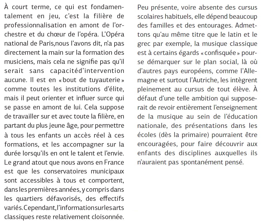 Et il insiste : aller vers les élèves pour lutter contre l'impact des stéréotypes, s'organiser avec les organisations locales, revoir la place de l'enseignement musical, offrir l'accompagnement nécessaires au plus défavorisés, mener des programmes de démocratisation culturelle…