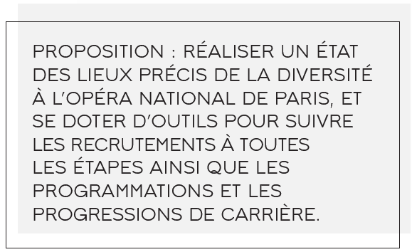 Enfin le rapport pousse à tourner un regard critique vers les communications passées, créer des postes pour mettre en place et organiser les stratégies d'amélioration, opérer un suivi de la situation pour les guider, faciliter le signalement de comportements racistes et l'action.