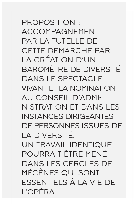 Enfin le rapport pousse à tourner un regard critique vers les communications passées, créer des postes pour mettre en place et organiser les stratégies d'amélioration, opérer un suivi de la situation pour les guider, faciliter le signalement de comportements racistes et l'action.