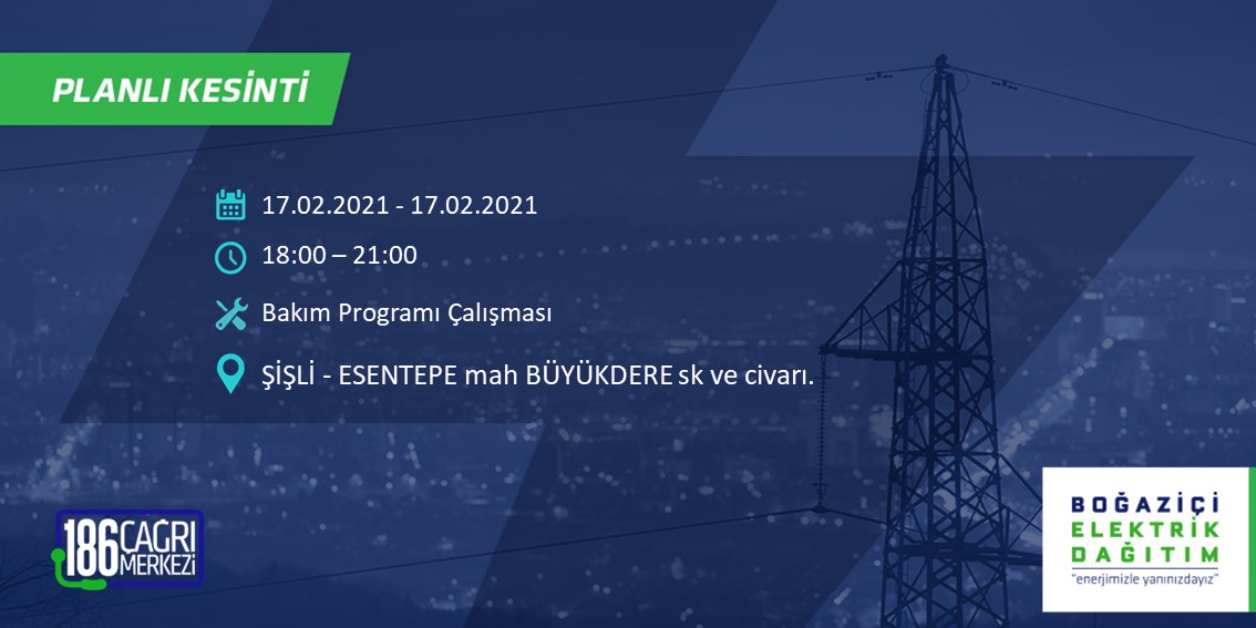 17.02.2021 tarihli Şişli ilçesi planlı kesinti 
<a href="/sislibelediyesi/">Şişli Belediyesi</a>