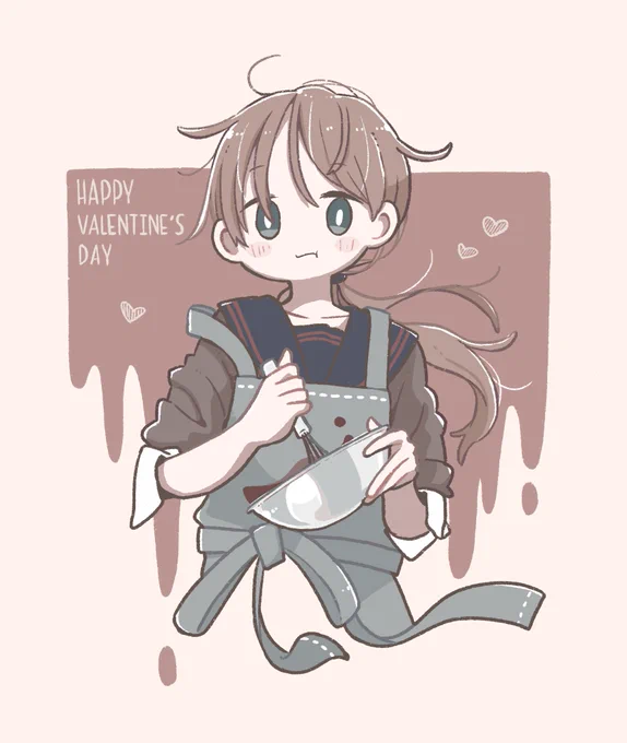 遅刻だけど制服エプロン描きたかったので… #バレンタインイラスト 