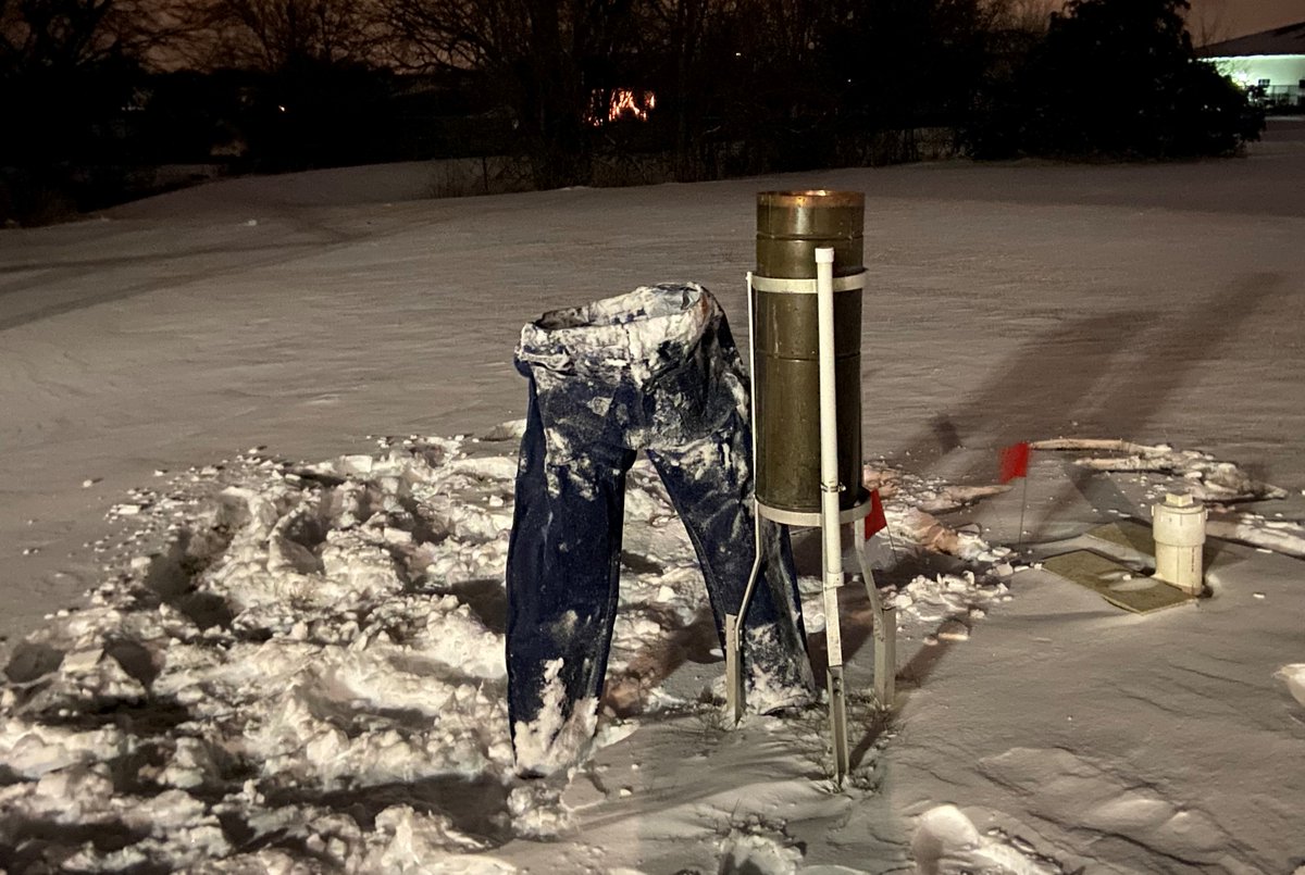 It's dangerous out there. It's so cold we lost our pants checking the snow board tonight. You win this round Winter. 

Note: We did get the snow measurement, 2.5" at the office today.

P.S. did we do this right <a href="/NWSduluth/">NWS Duluth</a>??