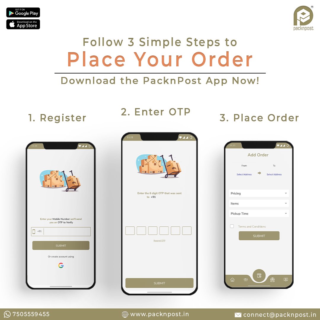 pack_n_post's tweet photo. Follow 3 Simple Steps to Place Your Order:
.
Step 1 - Register 
Step 2 - Enter OTP
Step 3 - Place Order
.
And it's done. We will see you there! 
.
.
.
#packnpost #courier #courierservice #speedpost #indianspeedpost #safe #easy #reliable #pickupservice #bestcourierservice #cargo https://t.co/eX1J0VaIdI