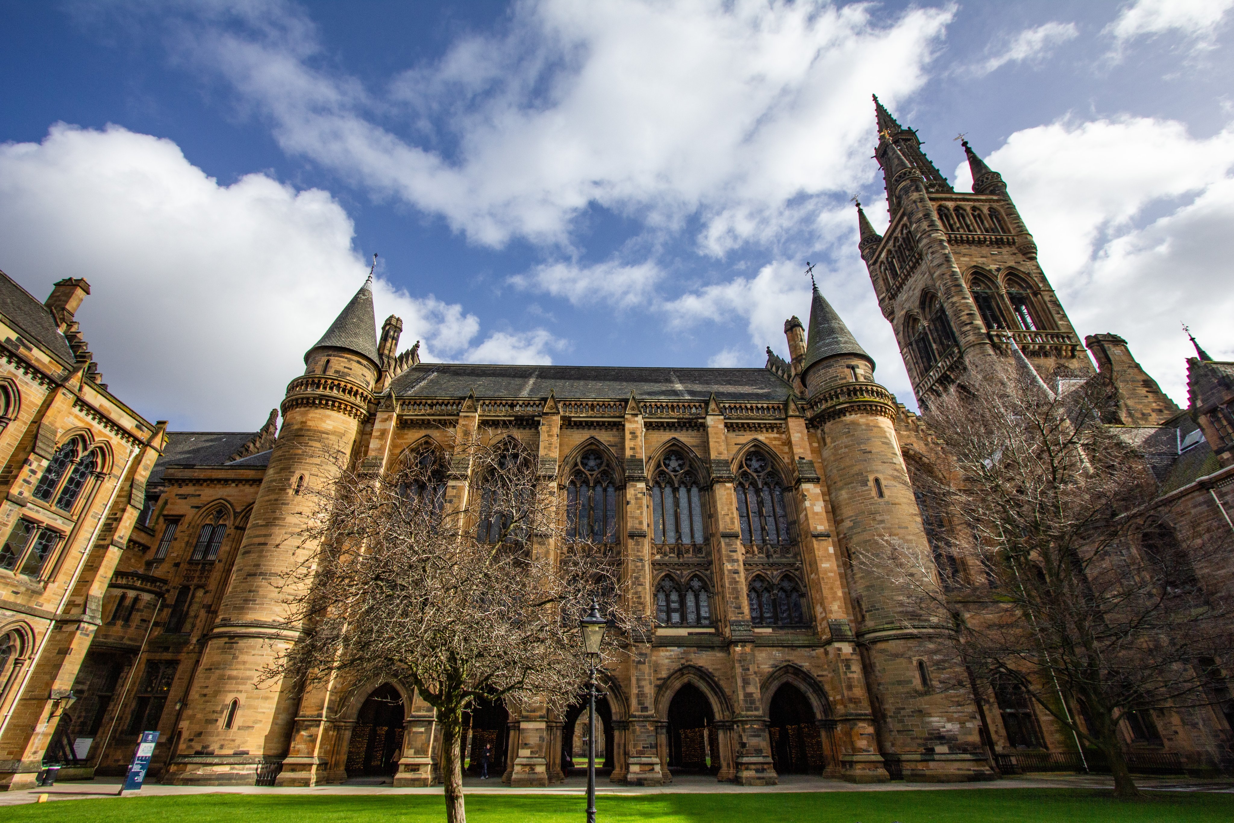 The Gilbert Scott building at the University of Glasgow from the west quad