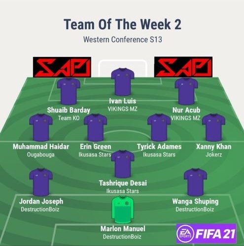 Well done to Jokerz own <a href="/Xannykhan999/">TTvXannysWrld</a> on his selection to Team of the Week. <a href="/JokerzSapl/">SAPL JOKERZ</a> <a href="/SAProClub/">SA Pro Club League</a>
