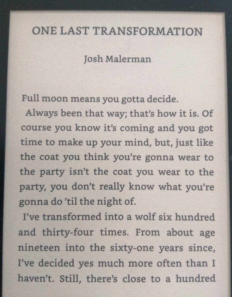 42. "One Last Transformation" by  @JoshMalerman from MISCREATIONS: GODS, MONSTROSITIES & OTHER HORRORS.