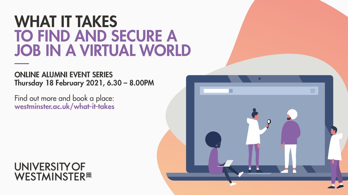 uw_alumni's tweet photo. Join @UniWestminster alumnus Tom Armitage, Head of Talent &amp; Performance at The Telegraph - Thurs 18 Feb, 6.30-8pm - as he presents on how to map out, find, secure and succeed in the role that is right for you in these unprecedented virtual times: https://t.co/FdqR66yDh9 https://t.co/j7wIi2HaoJ