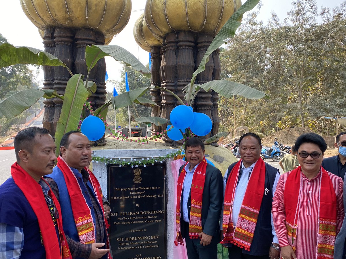 The perfect gift for 47th Karbi Youth Festival 2021.Mirjeng Muso-So welcome gate at Taralangso is being inaugurated today by Shri @TuliramRonghang CEM,KAAC.