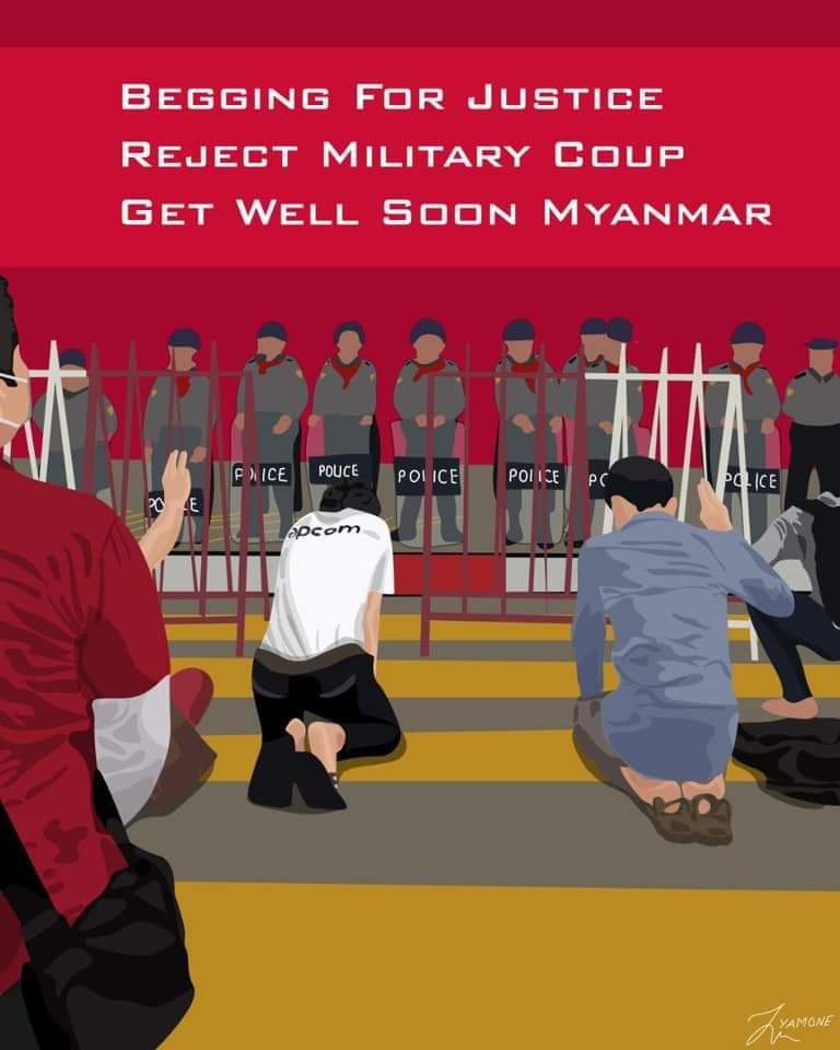 Today Myanmar:Mandalay
The soldier said to unarmed civilians, "I'll see which one dare to die"  

WE ARE NOT SAFE
#Feb15Coup
#WhatsHappeningInMyanmar