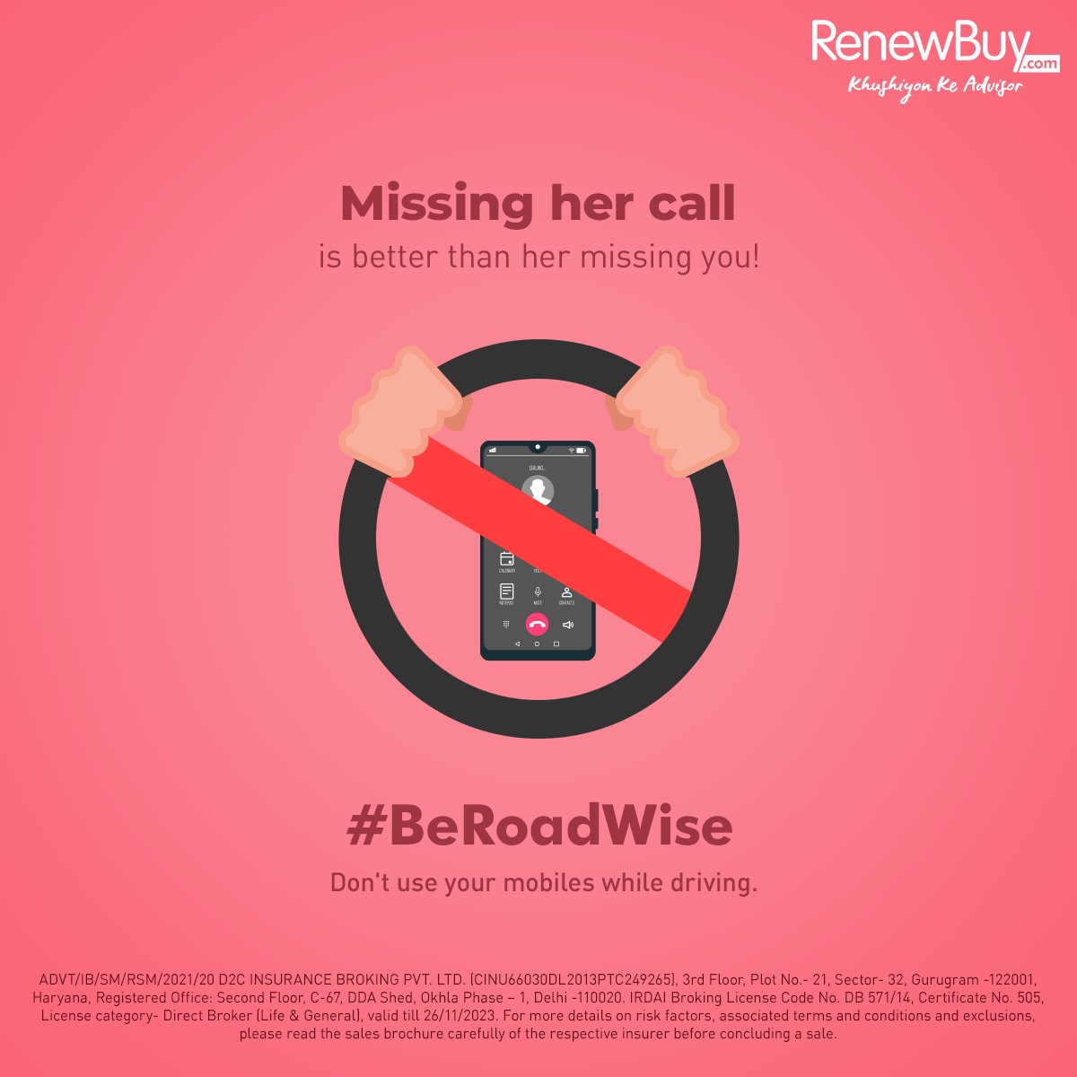 RenewBuy's tweet photo. Golden rules for a successful life - no phone calls when with her & no phone calls when driving to meet her. Better safe than sorry.
#BeRoadWise
.
.
#NationalRoadSafetyMonth #RoadSafetyMonth #RoadSafety #SafetyFirst #RenewBuy #Insurance https://t.co/CFiFa1AyAO