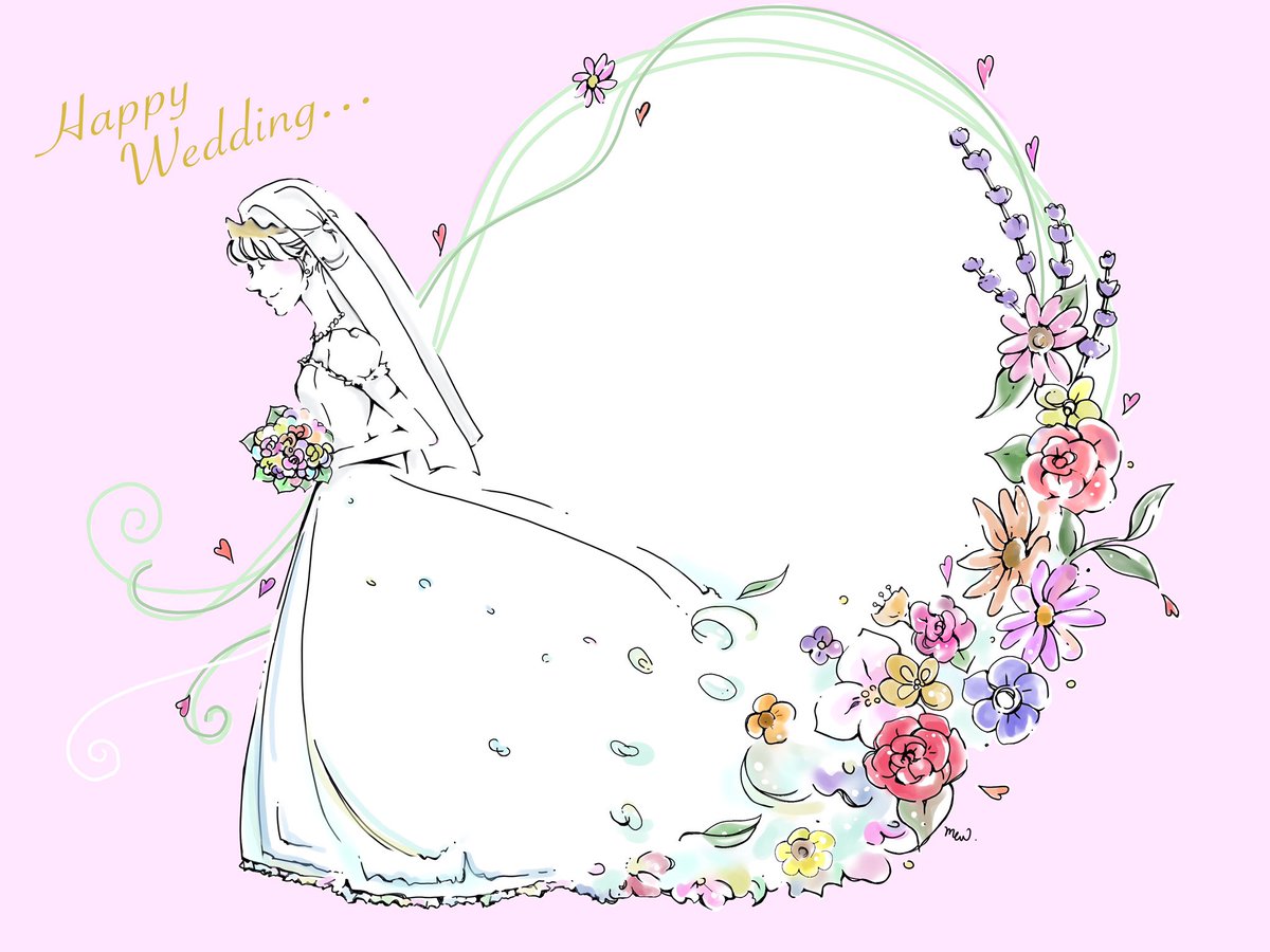 みゅー 大好きな先輩の結婚祝いにウエディングイラストを イラスト Illustration ウエディングイラスト 結婚祝い 私の絵柄が好みって人にフォローされたい いつかウェルカムボードを描きたい