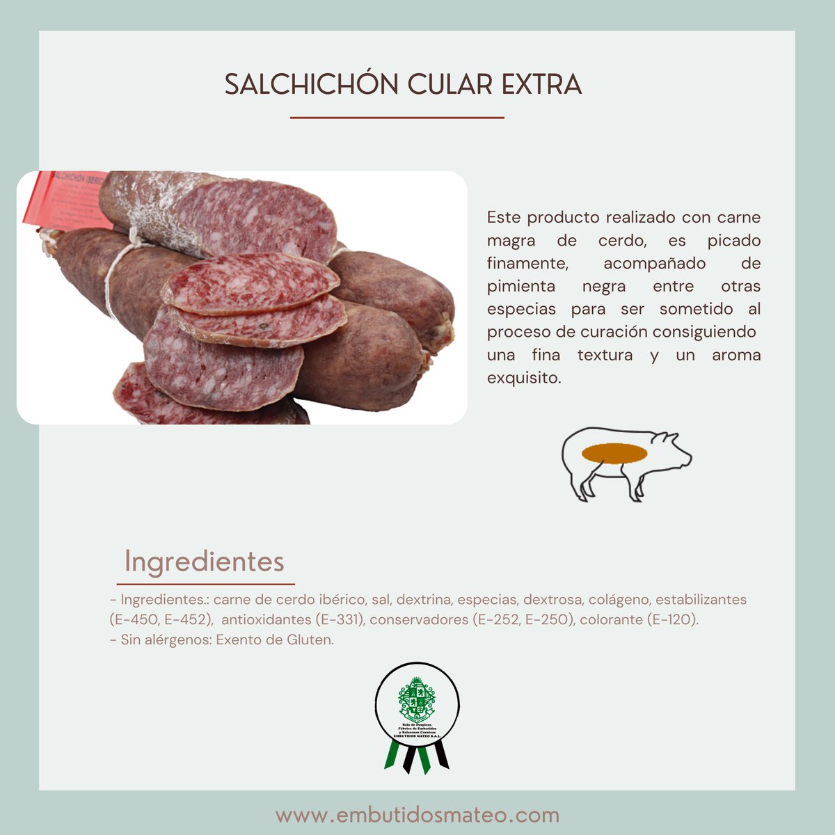 EmbutidosMateo's tweet photo. Elaborado a base de magro de cerdo ibérico, nuestro salchichón cular extra garantiza una degustación exquisita en tu boca. https://t.co/oHj8p9zWER