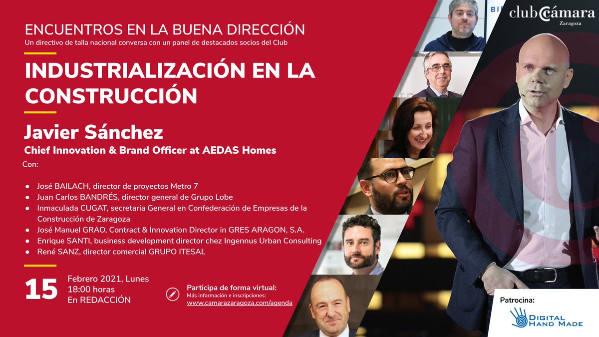 Ingennus (@ingennus) on Twitter photo Esta tarde hablaremos de industrialización en el sector de la construcción con <a href="/aedashomes/">AEDAS Homes</a>, <a href="/grupoLOBE/">Grupo LOBE</a>, <a href="/Metro7Passiv/">metro7</a>, <a href="/gresaragon/">Gres Aragón</a>, <a href="/ItesalVentanas/">Itesal Ventanas</a> y la Confederación de Empresas de Construcción.
Organiza: <a href="/RedaccionClub/">Redacción ClubCámara</a> <a href="/camarazaragoza/">Cámara Zaragoza</a> Esta tarde hablaremos de industrialización en el sector de la construcción con <a href="/aedashomes/">AEDAS Homes</a>, <a href="/grupoLOBE/">Grupo LOBE</a>, <a href="/Metro7Passiv/">metro7</a>, <a href="/gresaragon/">Gres Aragón</a>, <a href="/ItesalVentanas/">Itesal Ventanas</a> y la Confederación de Empresas de Construcción.
Organiza: <a href="/RedaccionClub/">Redacción ClubCámara</a> <a href="/camarazaragoza/">Cámara Zaragoza</a>