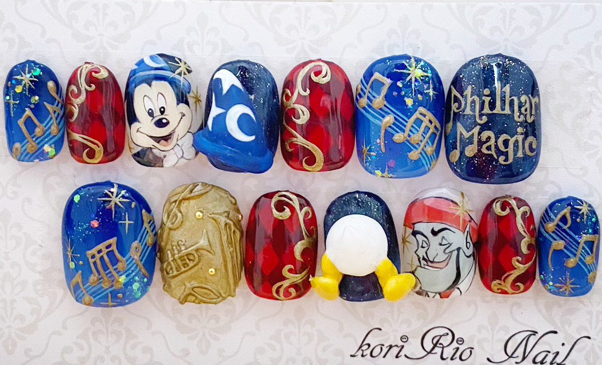 Koririo Nail ディズニーアトラクションシリーズ第3弾 ディズニーランド フィルハーマジック のイメージネイル作ってみました アートは全て手描き 3dパーツも手作りしてみました 痛ネイル ディズニーネイル