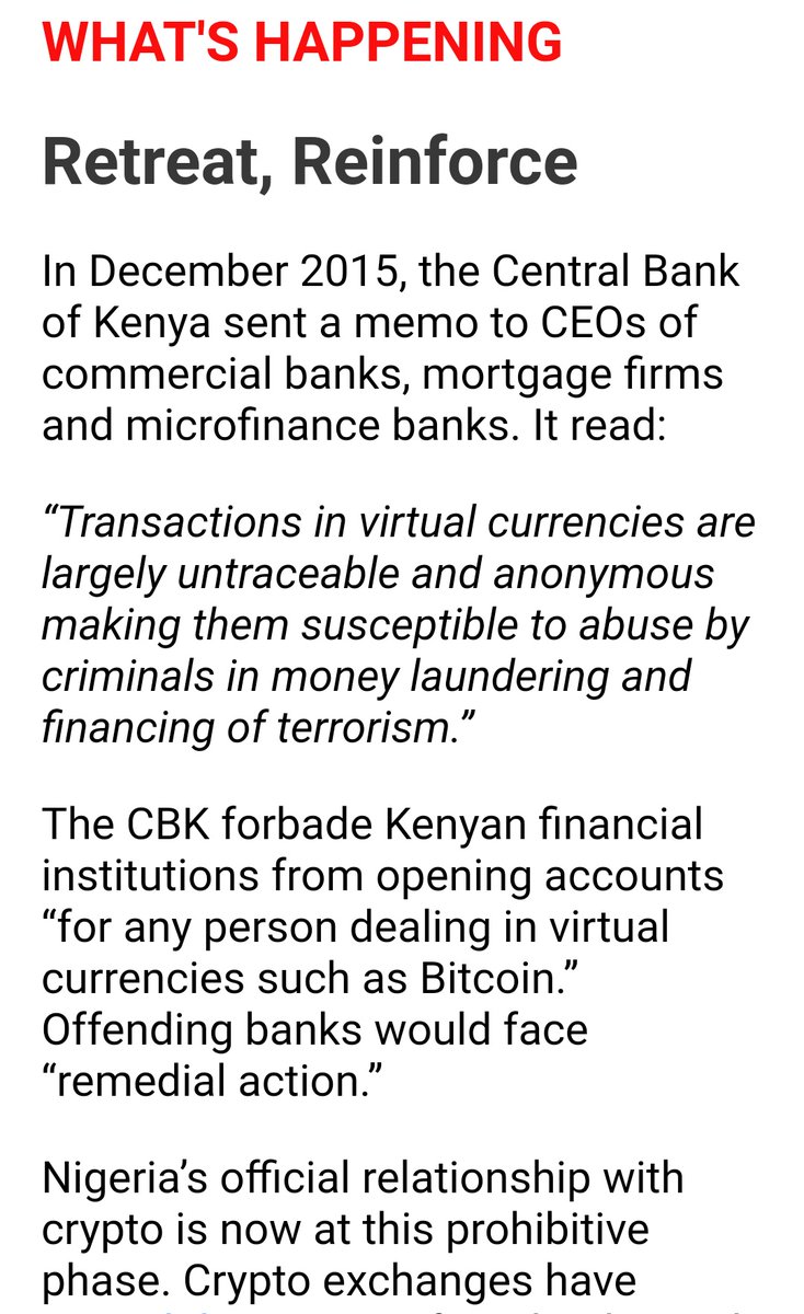 Crypto startups in Nigeria have had the toughest 10 days of their lives. That  @cenbank directive nearly wiped them out.But as  @pesa_africa reminded me, this has happened before, in Kenya. https://techcabal.com/2021/02/15/the-next-wave-nigerias-crypto-hurdle/