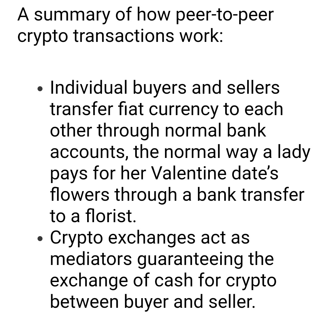 Shut off from banks, crypto exchanges are moving to enable peer-to-peer transactions on their platforms. It's early days but we may start seeing features soon.