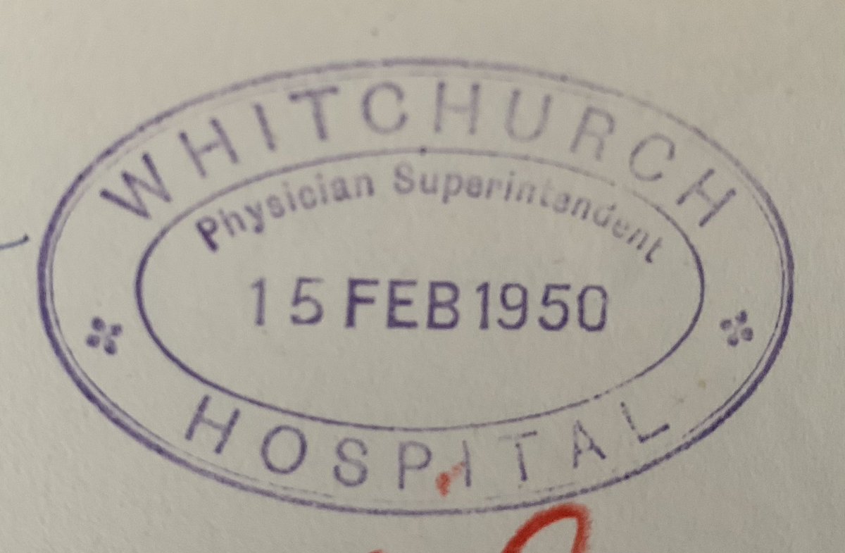 WhitchurchHosp's tweet image. An old date stamp @WhitchurchHosp 
Letters were dated with a department stamp when they arrived 
Here is a Physician Superintendent example from 1950
The Superintendent at this time was Dr Thomas Hennelly

#OTD
#datestamp 
#superintendent