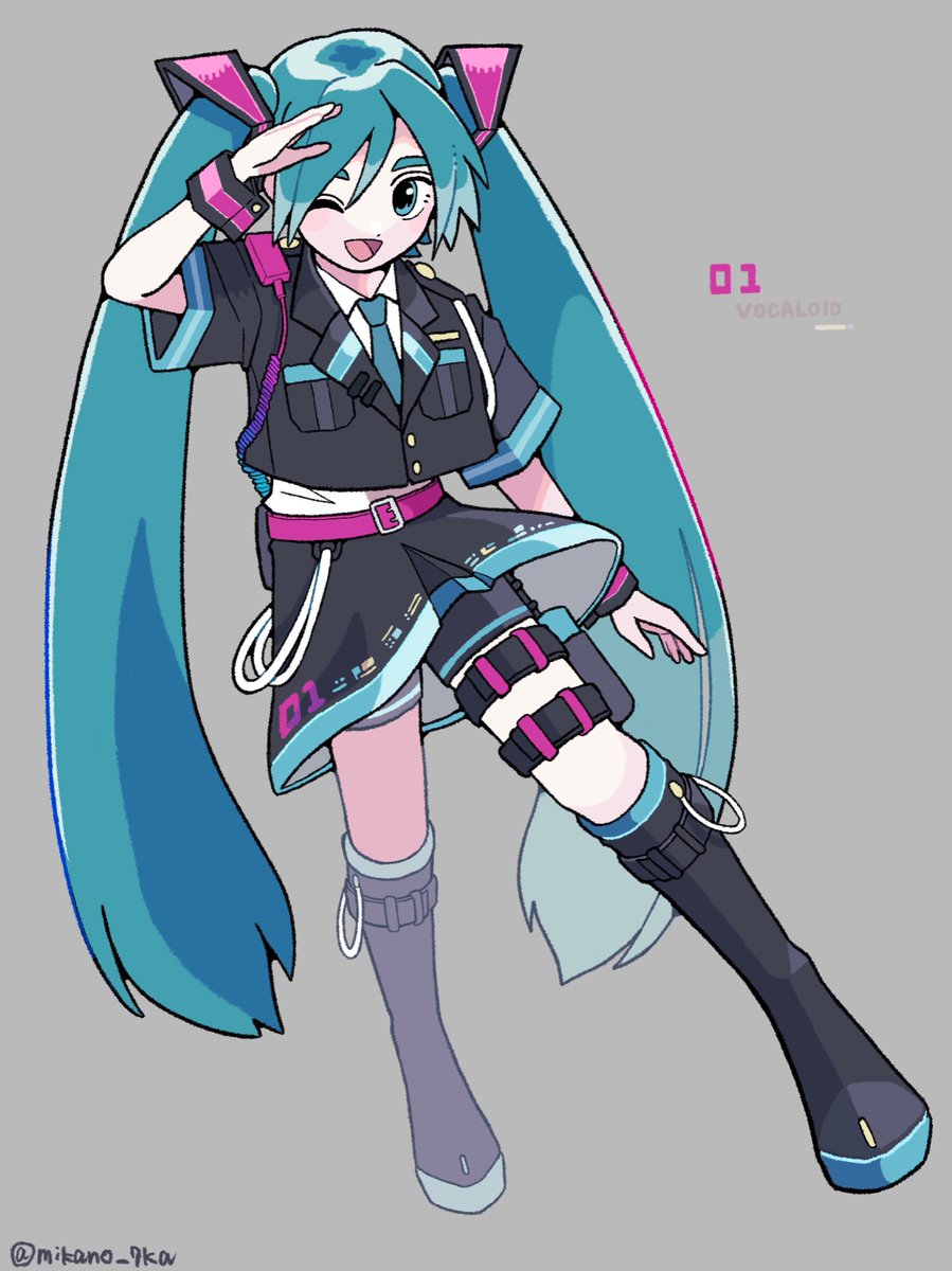 初音ミク「初音ミク警察風コスチューム?‍♀️ 」|みかの虹花/絵仕事募集のイラスト