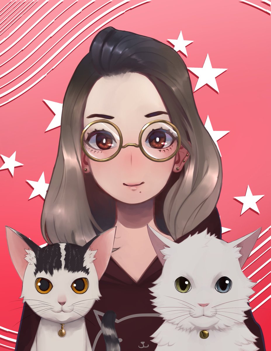 _aieram's tweet photo. Vtuber me with her vtuber babies, Stonks and Cheam Creems. 😸 https://t.co/NUv5Tnbx4t