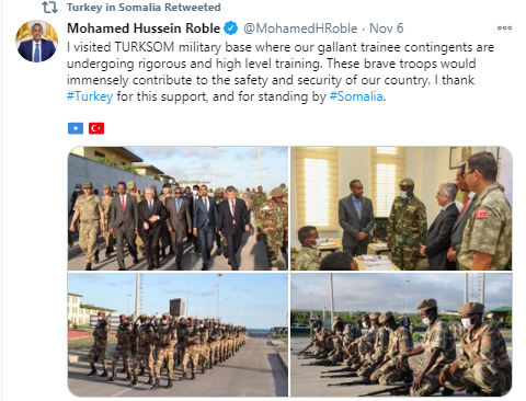 12/19 In addition she never accuses Turkey for the military involvement in other countries or in her country where Turkey installed the biggest overseas military base, trains Somali soldiers, transfers arms to the Somali military, and intervenes in the forthcoming elections.