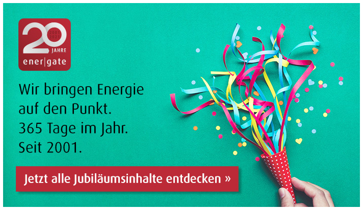 Wir feiern 20 Jahre energate! 🎉
Seit 2001 begleiten wir die #Energiewirtschaft mit Newsdiensten, Magazinen, Branchenreports und Content-Lösungen. Entdecken Sie auf unserer Jubiläums-Sonderseite ganz besondere Rückblicke &amp; weitere Überraschungen! 🤫
➡️energate20.de