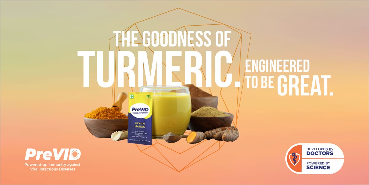 PreVIDHealth's tweet photo. #DidYouKnow curcumin (turmeric) in its natural form isn’t retained in the body? Using our nano-formulation technology, we’ve made Nano-Curcumin that is less that 1 micron in size. This increases its bio-availability threefold - giving you more Curcumin in every sachet.
#PreVID https://t.co/gT7cdpz3cI