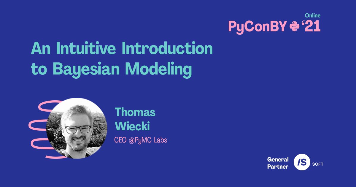 PyConBY 2021 (March 13) Online Conference (@pyconby) on Twitter photo No doubt Bayesian model is a great tool to solve DS issues, although many newcomers still experience challenges understanding the concepts even when using packages like PyMC3. <a href="/twiecki/">Thomas Wiecki</a> will try to explain these underlying concepts in an intuitive way with no regard to math. No doubt Bayesian model is a great tool to solve DS issues, although many newcomers still experience challenges understanding the concepts even when using packages like PyMC3. <a href="/twiecki/">Thomas Wiecki</a> will try to explain these underlying concepts in an intuitive way with no regard to math.