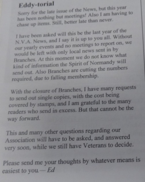 Proud standards rolled up.Fade to black.Issue No 54, July '09, appears to be N.V.A. News' final ed, core newsletter for the Normandy Veterans' Association.E. Slater's (editor) comments are particularly poignant as ultimately legacy was lacking. /1 #WW2  #SWW  #History  #DDay80