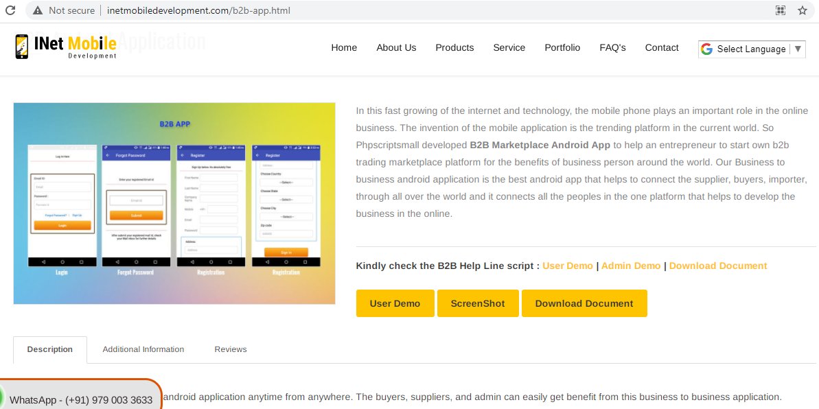 phpscriptsmall2's tweet image. inetmobiledevelopment.com/b2b-app.html
In this quick growing of the web and technology, plays a vital role within the on-line business. The invention of the mobile application is that the trending platform within the current  world. 
reach:
(+91) 979 0033633
(+91) 979 003 3533
(skype): vsjayan