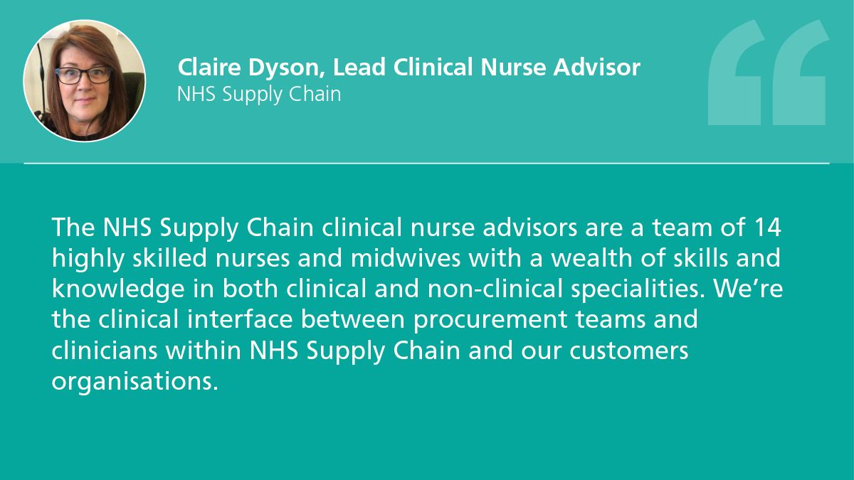 NHSSupplyChain's tweet photo. Claire Dyson explains about the role of our clinical nurse advisors following our Prioritising Safety and Quality in the #NHS webinar.

You can watch the full webinar here⬇️ https://t.co/1nfVTvfSh8

#safety #quality #healthcare https://t.co/swLrhfEZEv