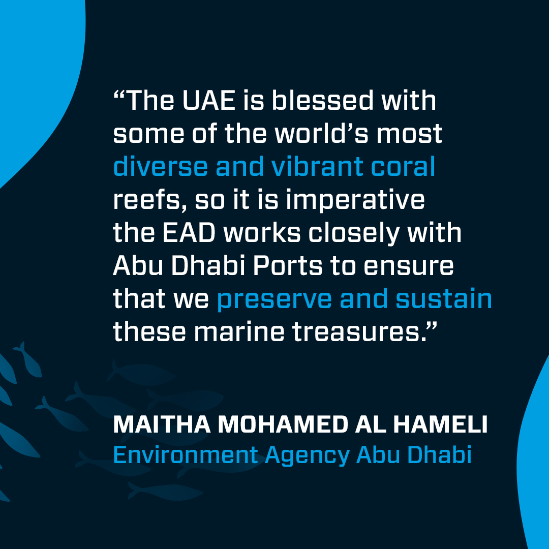 ADPortsGroup's tweet image. Professor Jon Burt and Maitha Mohamed Al Hameli comment on the importance of our regional marine life and how important initiatives such as our Coral Relocation Project help protect these habitats for future generations. bit.ly/CoralRelocatio… 

#CoralReefProtection #MarineLife