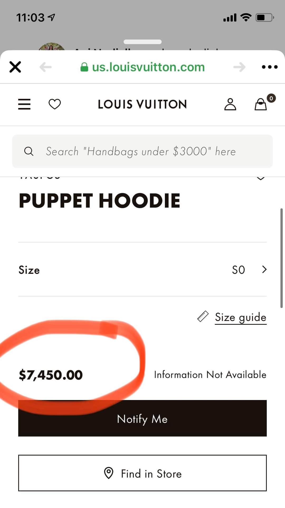 ً on X: bext time you question your worth, please remember this puppet  hoodie by louis vuitton costs $7,450 and is OUT OF STOCK!   / X