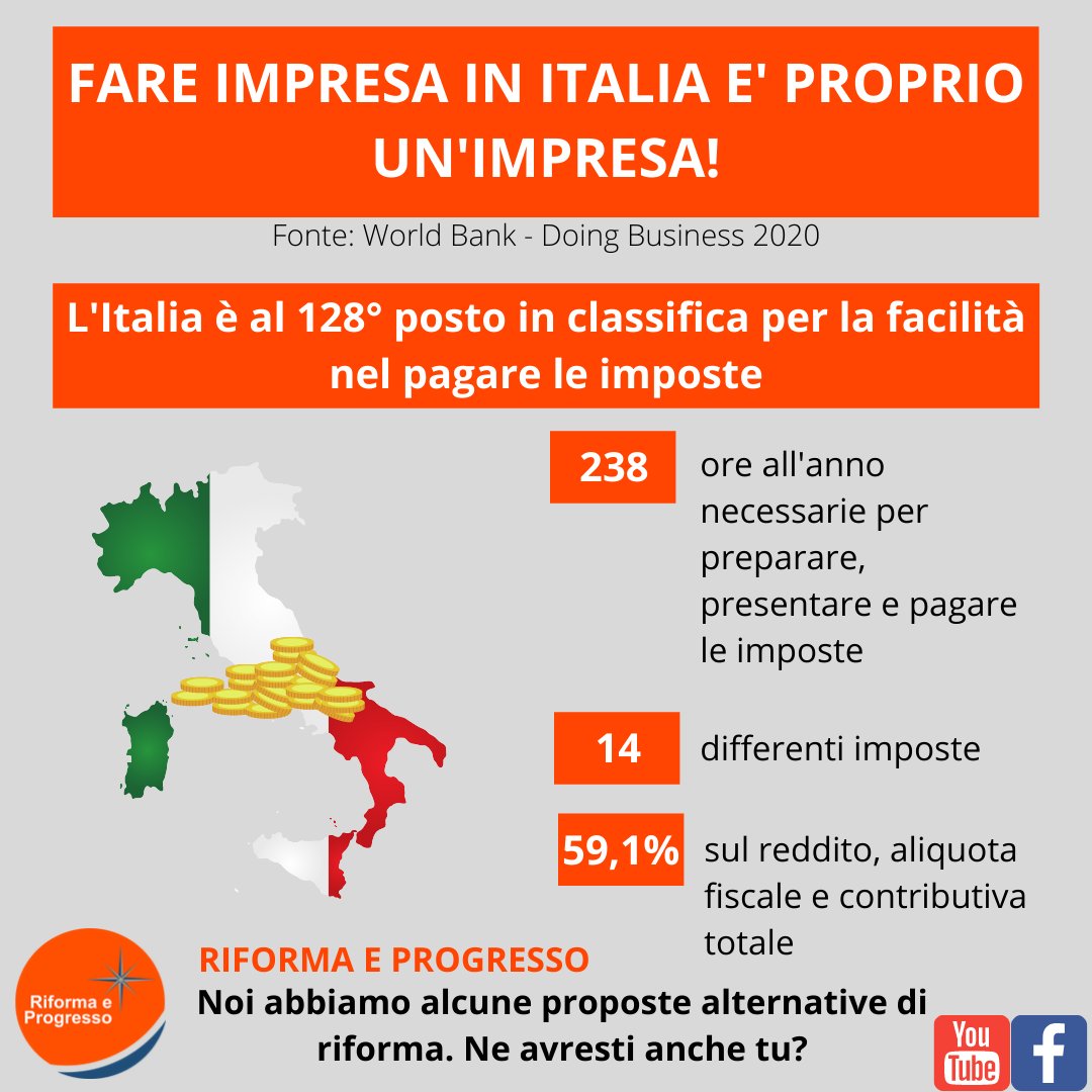 È un problema che conosciamo tutti, ma la politica non ha mai fatto nulla.
Noi un'idea, un progetto preciso ce l'avremmo (vedi riformaeprogresso.it alla sezione del programma tasse ed economia) e facci sapere che ne pensi

#tasse #tassazione #abbassareletasse #riformafiscale