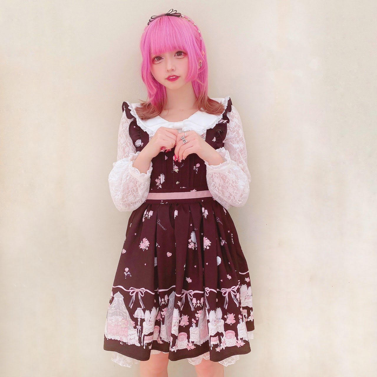 リズリサ My Secret Room柄ワンピース ピンク 新品 - レディース リズリサ My Secret Room柄ワンピース ピンク 新品 - レディース