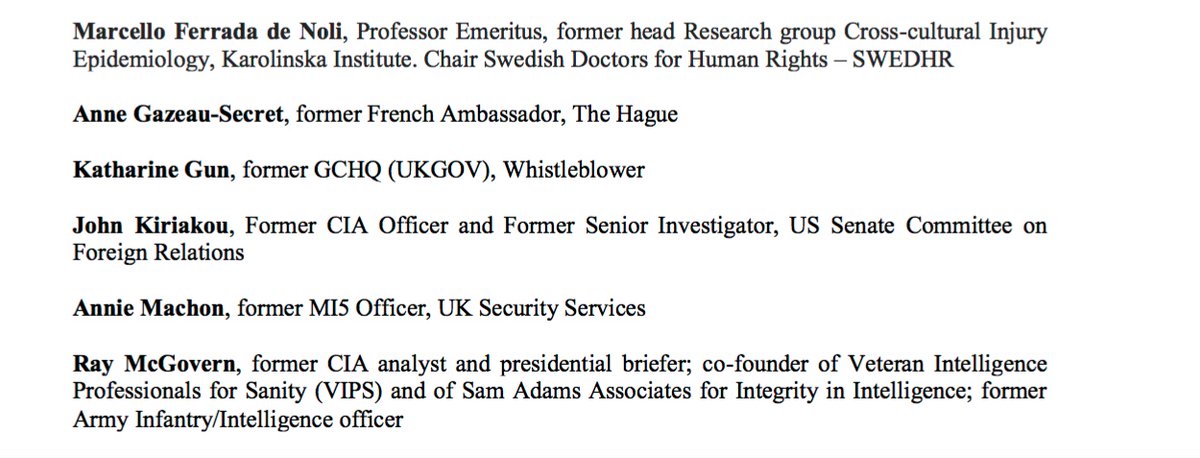 8) So compelling was the evidence presented at the  @couragefound panel that an open letter, signed by eminent figures including Noam Chomsky and Hans von Sponeck, was sent to all OPCW member states- https://couragefound.org/wp-content/uploads/2019/10/Letter-to-Permanent-Representatives.pdf But you will not learn about that in the Bellingcat book