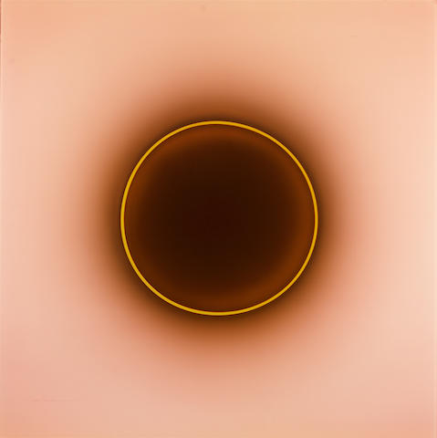 Garry Fabian Miller's (b. 1957) work slowly exposes light through coloured glass, liquid and cut forms onto photographic paper, creating camera-less renderings of geometric forms.