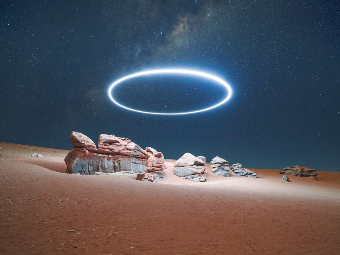 mattdesl's tweet image. I'm also really inspired by Ruben Wu's (b. 1975) work, using programmable drones and light painting to produce these brilliant and other-worldly landscape photographs.