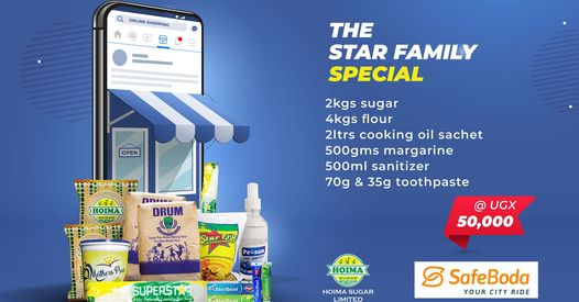HoimaSugar's tweet photo. HOT DEALS!
Enjoy special package deals from us to you ��
Order for the Star Family Pack Special or Star Family Pack using your @SafeBoda app and enjoy great discounts on #HoimaSugar https://t.co/tfuD8DLPHA