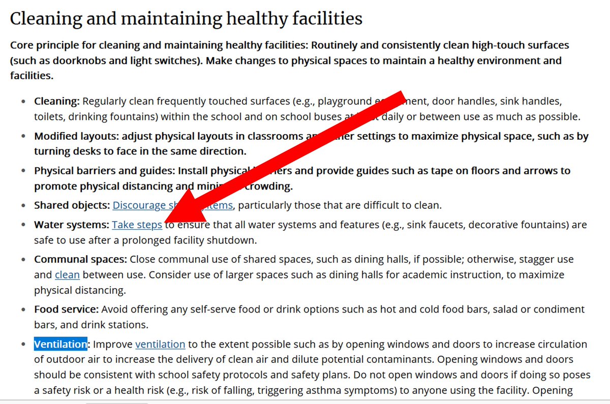 Yes, ventilation/filtration needed to be more prominent with more details on the schools page. But, to be fair, they use links for all other topics, too. Look at the 'water' recommendation - super thin, like ventilation - and addressed through linking to more info11/n