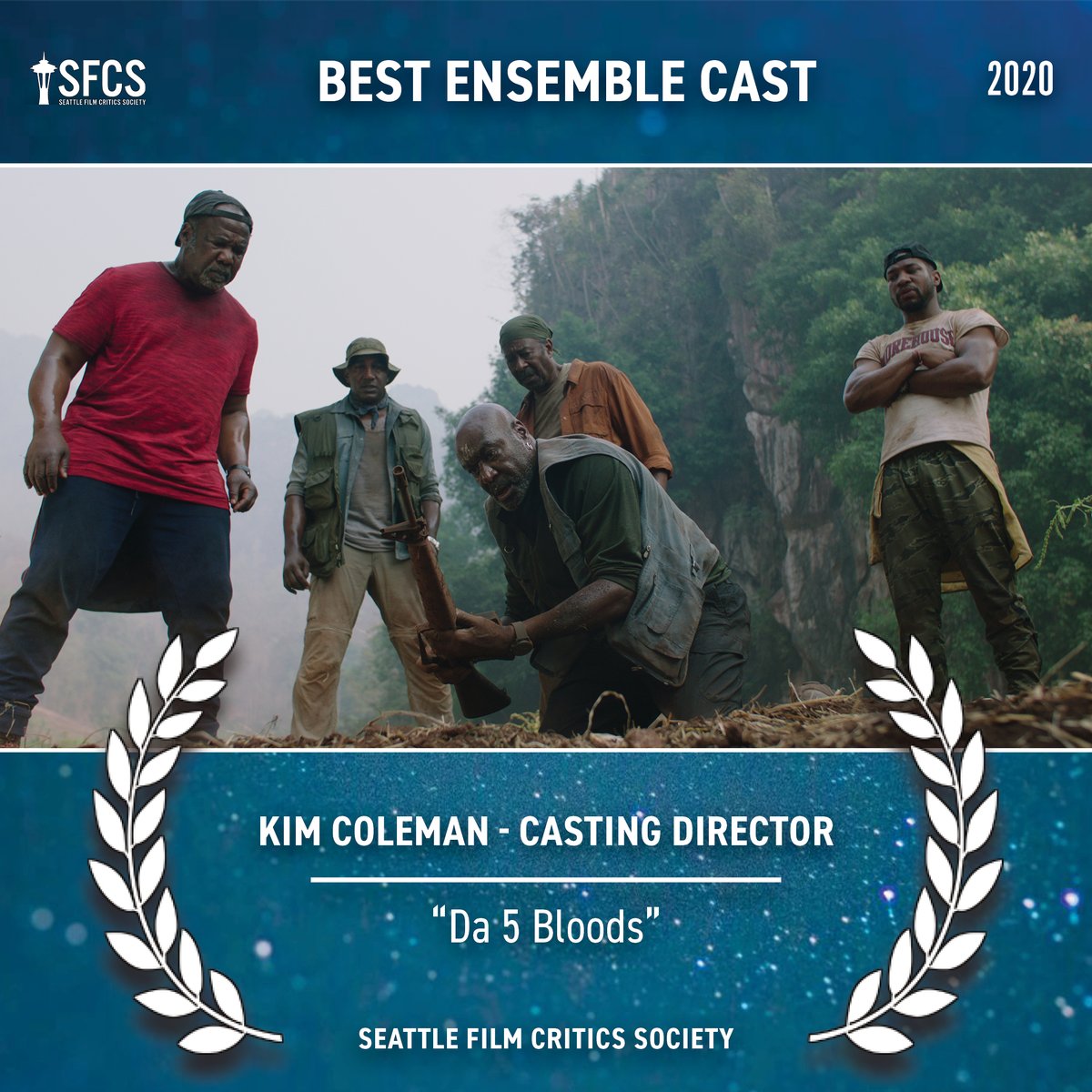 The 2020 @SeattleCritics winner for BEST ENSEMBLE CAST:
 
Da 5 Bloods | @NetflixFilm

Kim Coleman - Casting Director

#BestEnsembleCast #Da5Bloods #Netflix
#SFCSawards2020 #SFCS