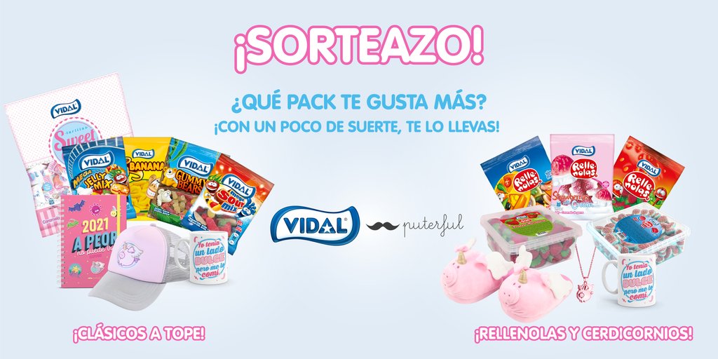 ⚡ ¡SORTEAZO! ⚡

¡Uno de estos cañeros y dulces packs será vuestro! Id pensando cuál queréis 😉 ¡Sí, estáis leyendo bien! 😎 Para participar:
👉RT🔃 y FAV❤
👉 Seguir a <a href="/Vidal_Golosinas/">Vidal Golosinas</a> y a <a href="/Puterful_es/">Puterful</a>

*Sorteo activo en España hasta el 18/2/21 a las 14.00 horas 💥