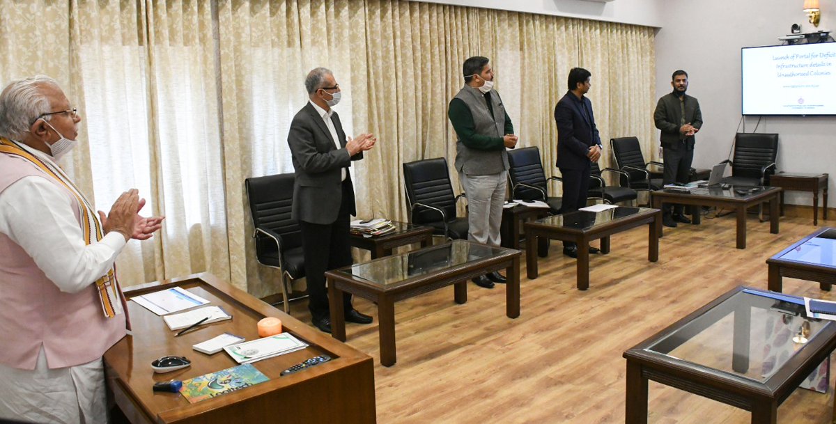 अवैध कॉलोनियों में बुनियादी सुविधाओं की कमी की जानकारी प्राप्त करने के लिए आज वेब पोर्टल tcpharyana.gov.in/uac को लांच किया। 

रेजिडेंट वेलफेयर एसोसिएशन /कॉलोनी डेवेल्पर्स अनधिकृत कॉलोनियों में मूलभूत सुविधाओं की कमियों के बारे में पोर्टल पर सूचनाएं सरकार को दी जा सकती हैं।