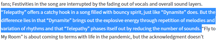 As the pre-chorus starts, all the instruments fade out to allow Tae's stacked vocals to shine over simple synth pads and a playful sample shimmering on top of the chords.+