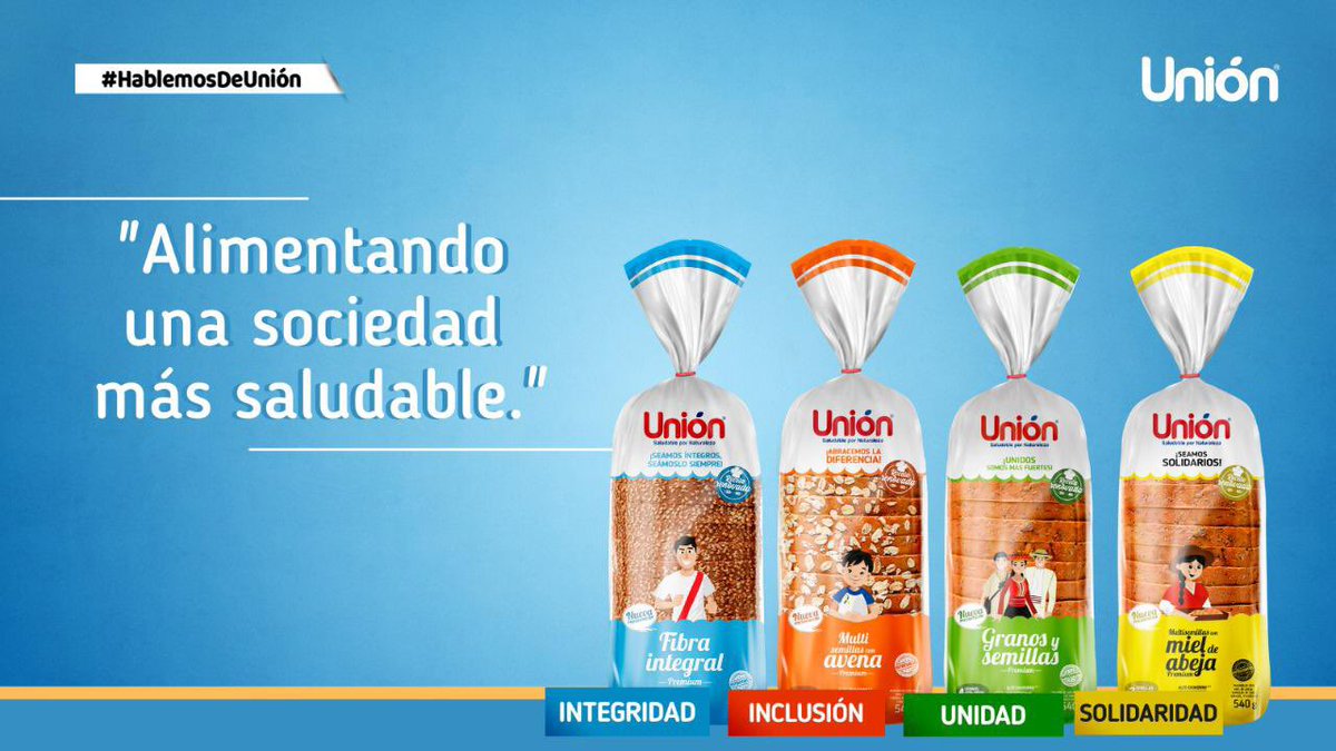La línea dorada de Unión se renueva reforzando la receta para brindarte más beneficios. Además, cada pan ahora representa a un valor que como sociedad necesitamos. ¡Unión, alimentando una sociedad saludable! 
Hablemos de valores, hablemos de UNIÓN. #HablemosDeUnion