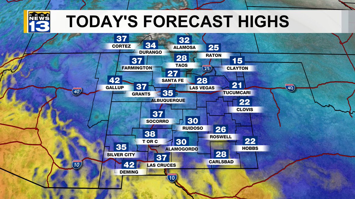 erica_wx's tweet photo. Temperatures improve a little today, but it'll still be cold! #nmwx https://t.co/rq4W24DOnQ