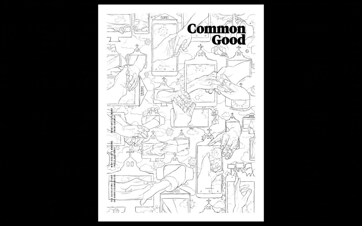 rodriguezdraws's tweet photo. My cover for Common Good Mag was meant to encompass the response to the economic fallout of the coronavirus pandemic, specifically the response among faith leaders and faith communities. Elements addressing mental health, spiritual health, community building etc. https://t.co/StNyPAnXFt